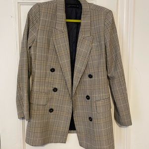 Zara Houndstooth Double Breasted Blazer